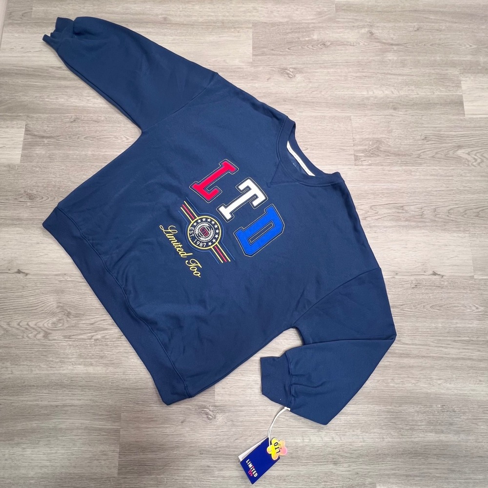Limited Too LTD 2.0 Navy Blue Graphic Crewneck Sweatshirt XL 304883JR New